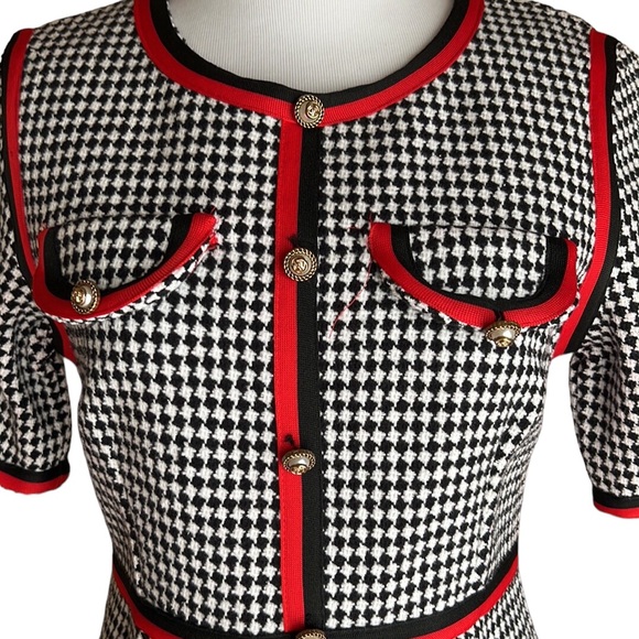 📍Pre-loved Gucci Grosgrain-trimmed Cotton-blend Tweed Mini Dress In Black🔥 - Picture 4 of 11